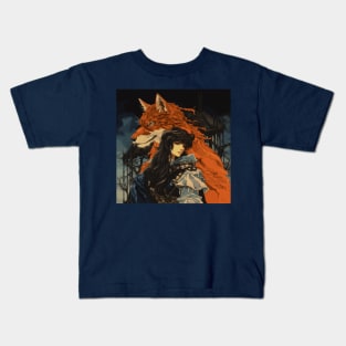 Woman and Fox Yokai Kids T-Shirt